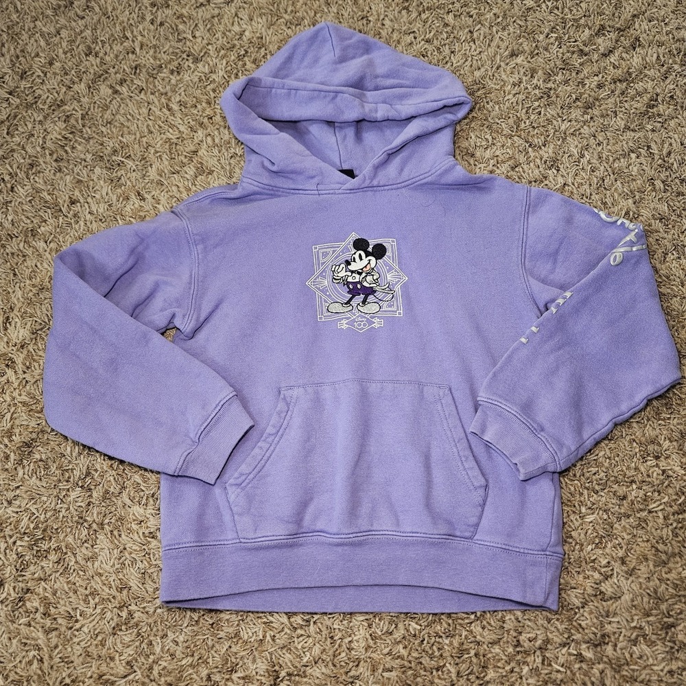 Disney 100 Celebration Hoodie Youth Sz 9/10 Mickey And Friends Purple Embroidery